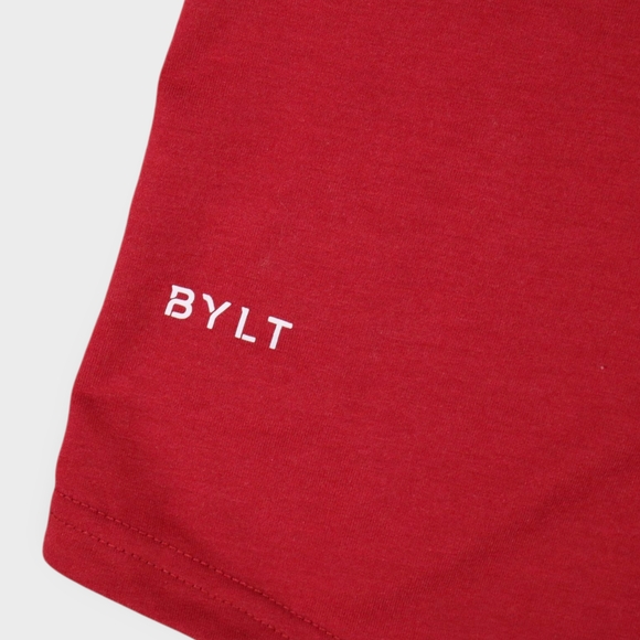 BYLT Shirt Mens 2XL XXL Red Lux Drop Cut Long Sleeve Crew Neck Baselayer Premium - Picture 3 of 5